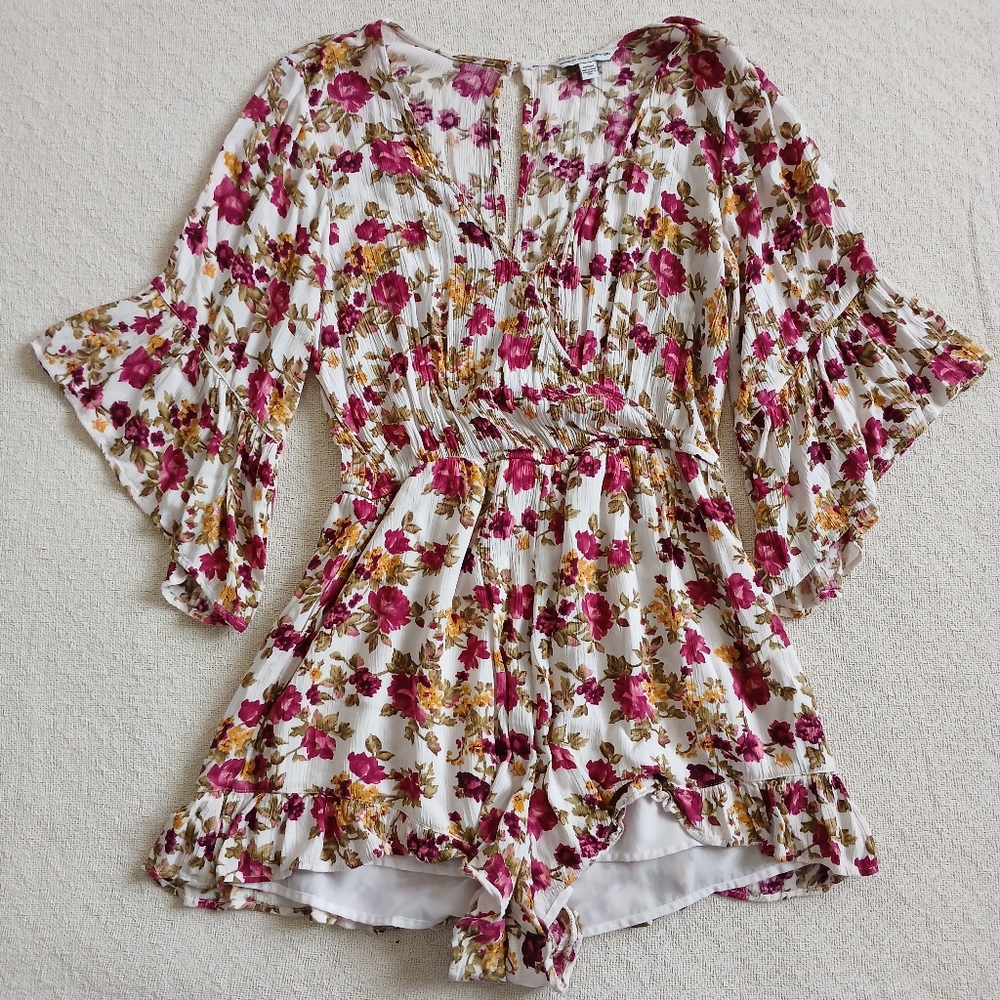 American Eagle Outfitters Floral Jumpsuit - Pink and Yellow